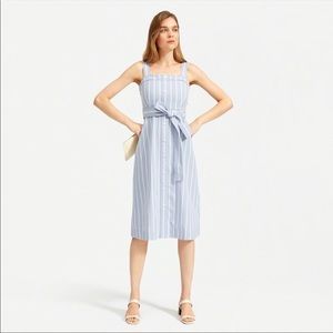 EVERLANE Picnic Midi Dress Cotton Weave Belted 2